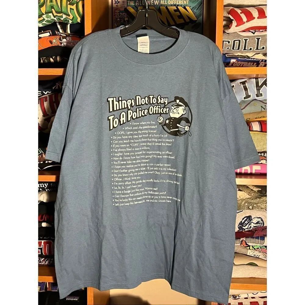 Vintage Y2K NWT Things Not To Say To Police Funny Parody Tee